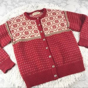 L.L. Bean Knit Wool Fairisle Cardigan Sweater